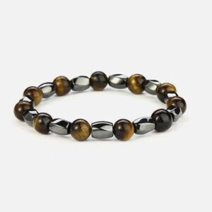 Tiger's Eye Magnetic Hematite Gemstone Beaded Bracelet Natural Reiki Healing NEW